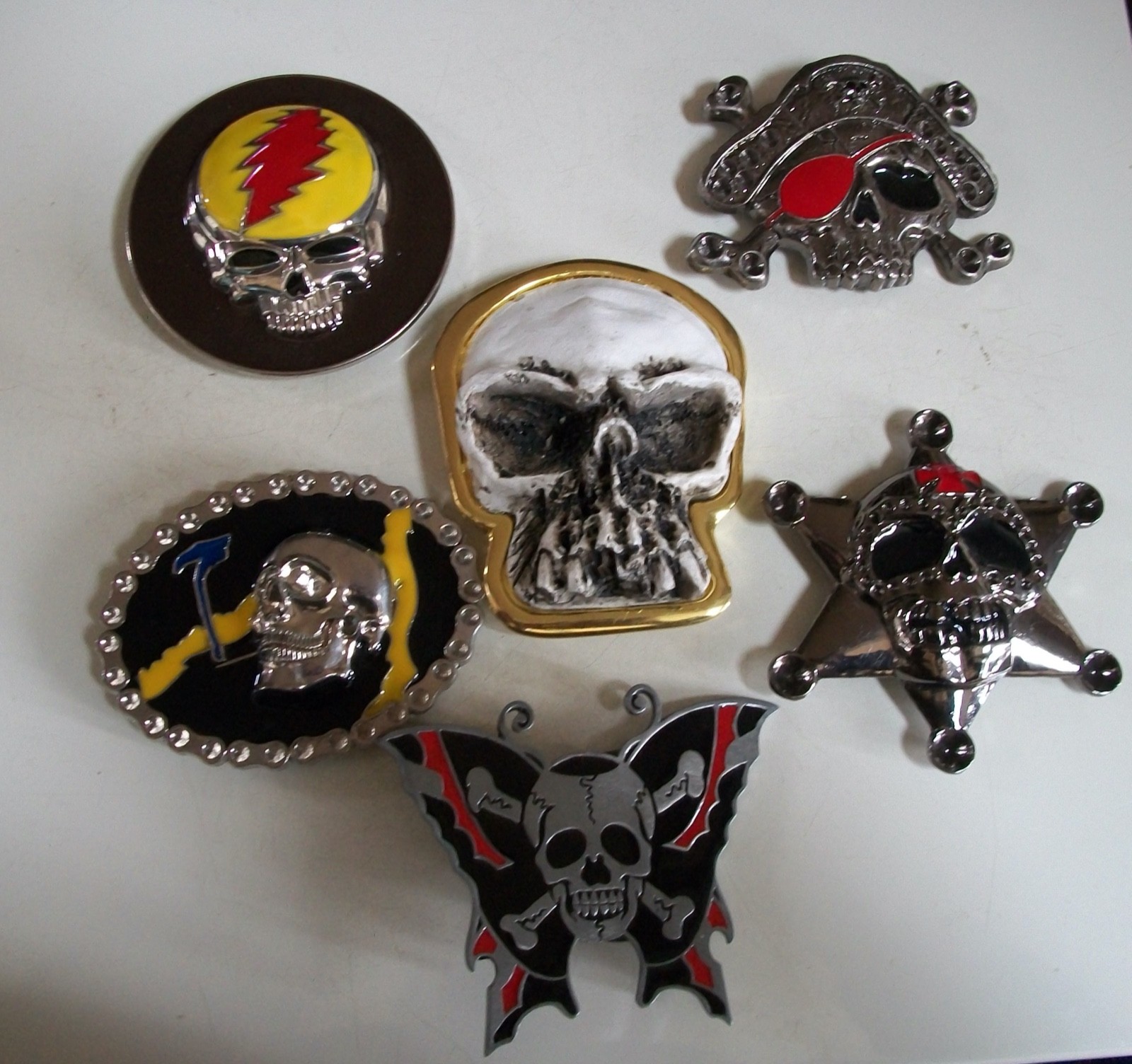 Men&rsquo;s Fashion Hematite Black, Gold Or Silver Finish Skull Hip Hop Buckle No Belt