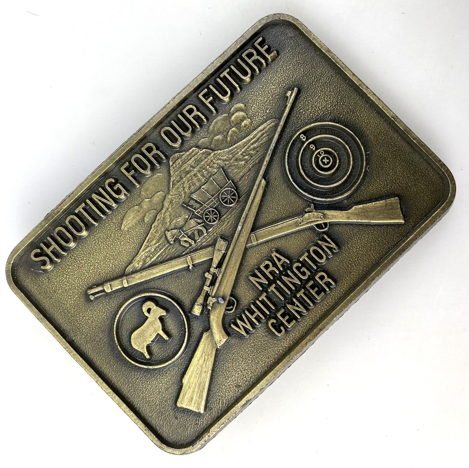 NEW NRA WHITTINGTON CENTER BELT BUCKLE Shooting Future Raton NM Hunting Rifle