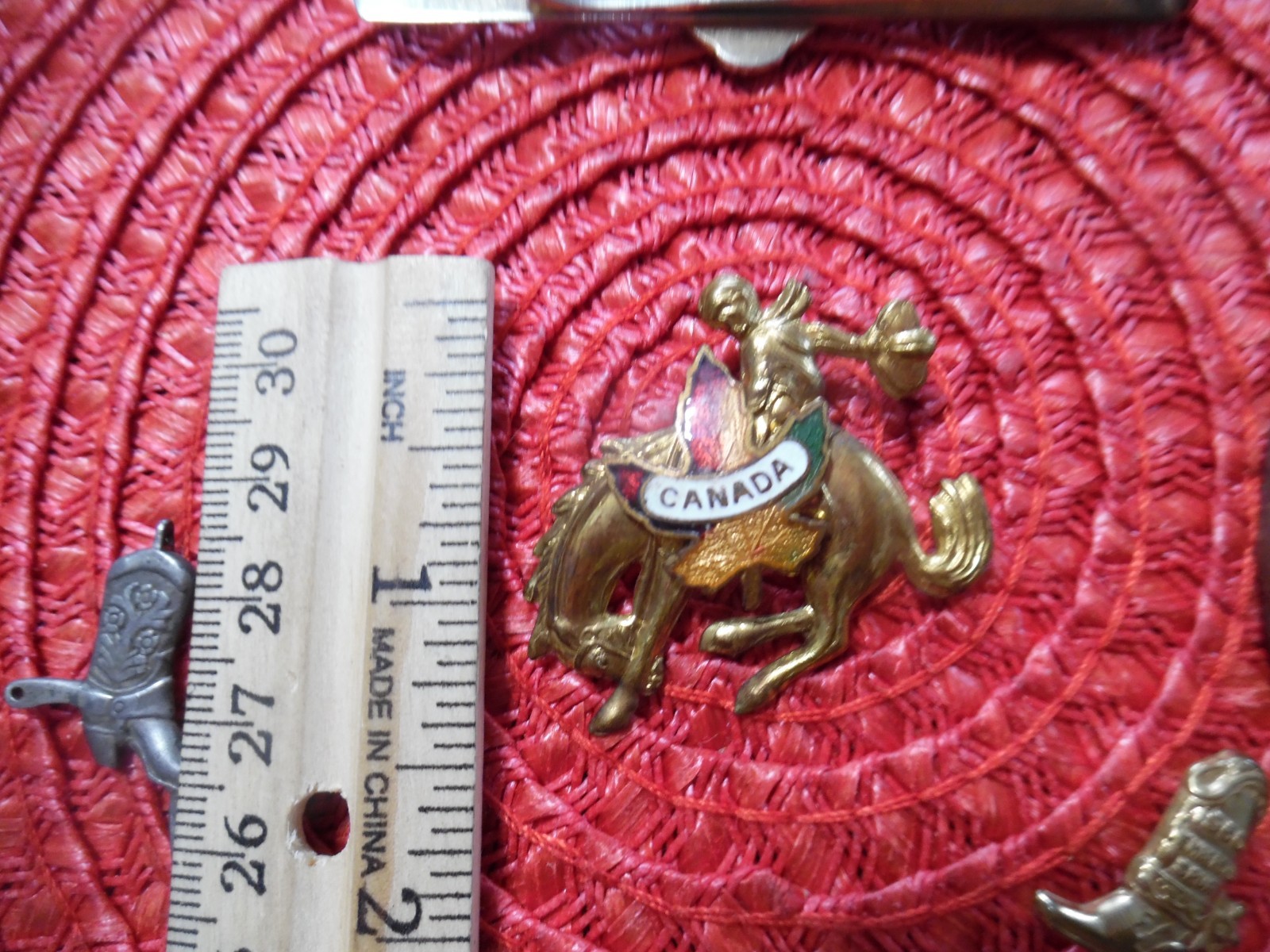 Vintage Anson COWBOY Tie Bar Clip Pin Brooch Lucky Horseshoe Boot WESTERN Rodeo