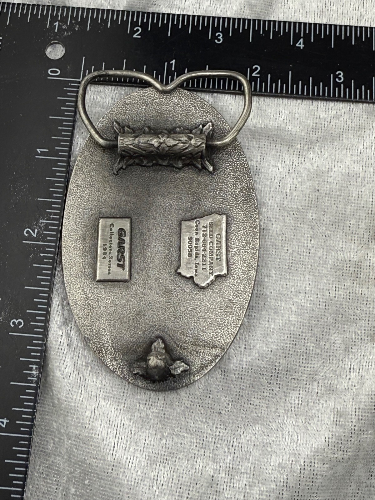 Vintage Garst Seed Company Buckle Silver Tone Farm Corn