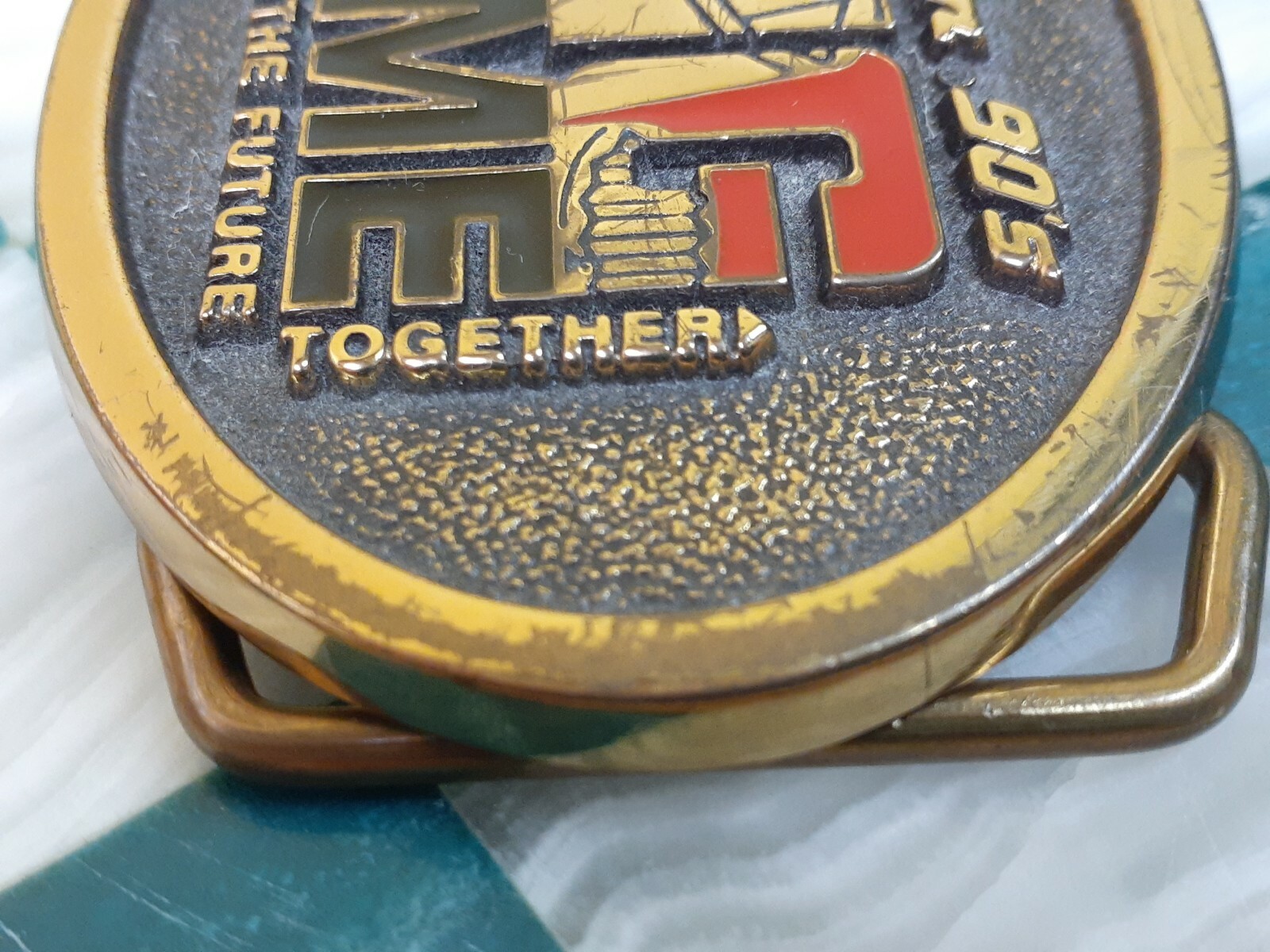 Snap On Tools Big Time Building the Future Solid Brass Belt Buckle Vintage 1990s