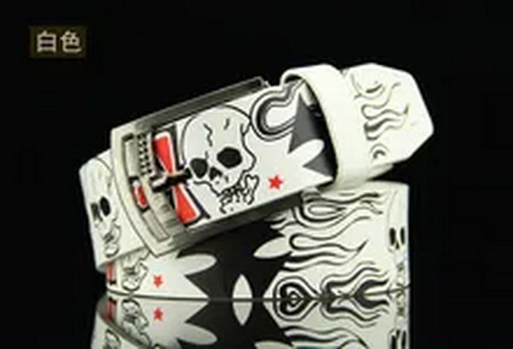 Skull Buckle Belt-Skeleton Pattern Pin Belts Punk Style Fashion Casual Waistband