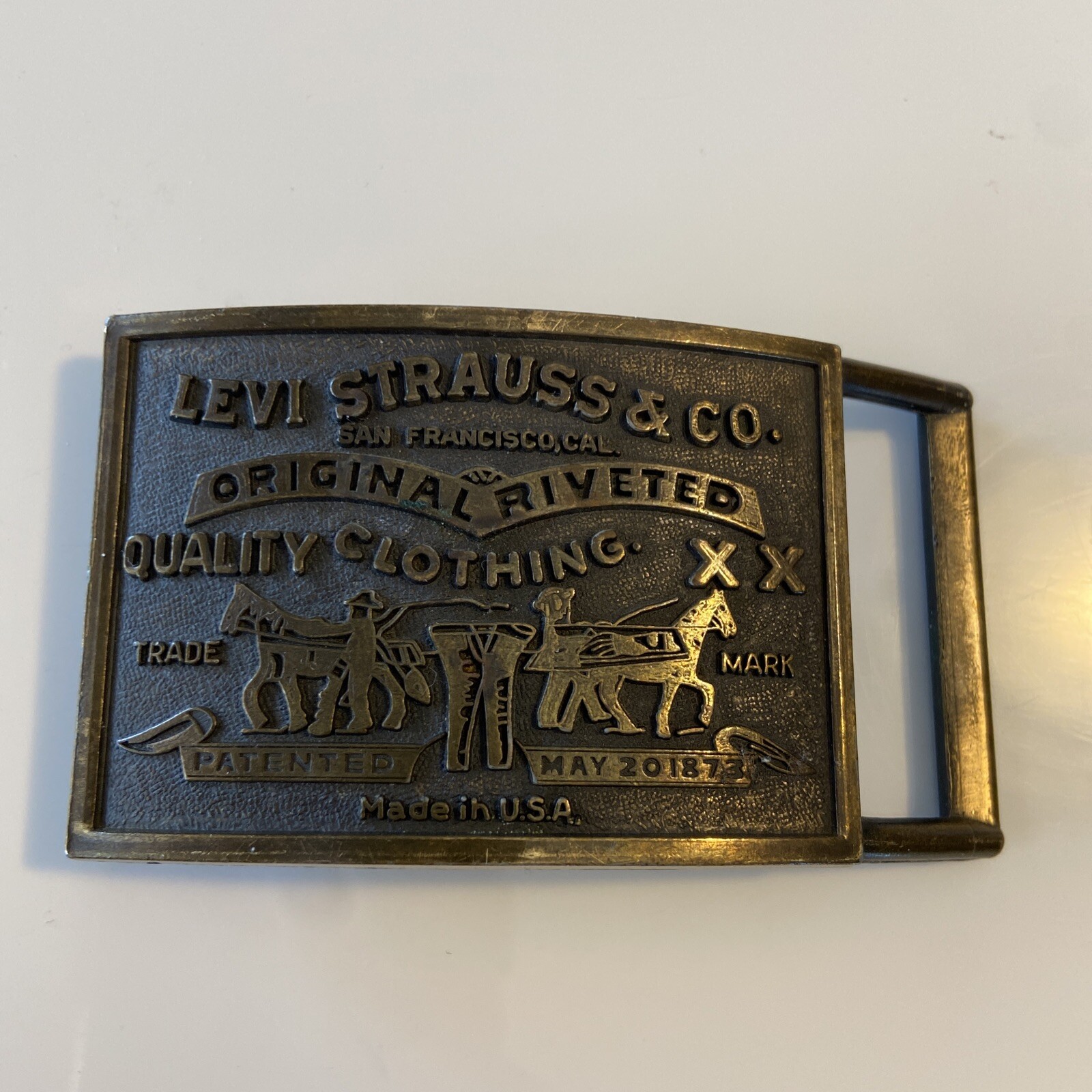 Levi Strauss & Co. Arched Original Riveted Brass Tone Belt Buckle for 40mm Belt