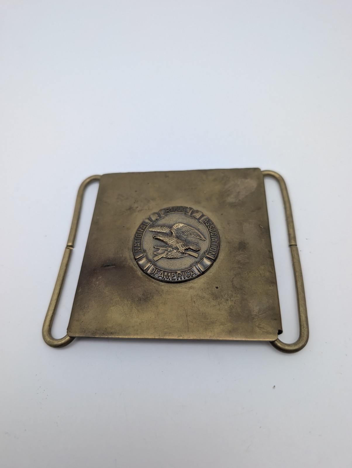 Vintage NRA National Rifle Association Military Style Brass Belt Buckle RFL8