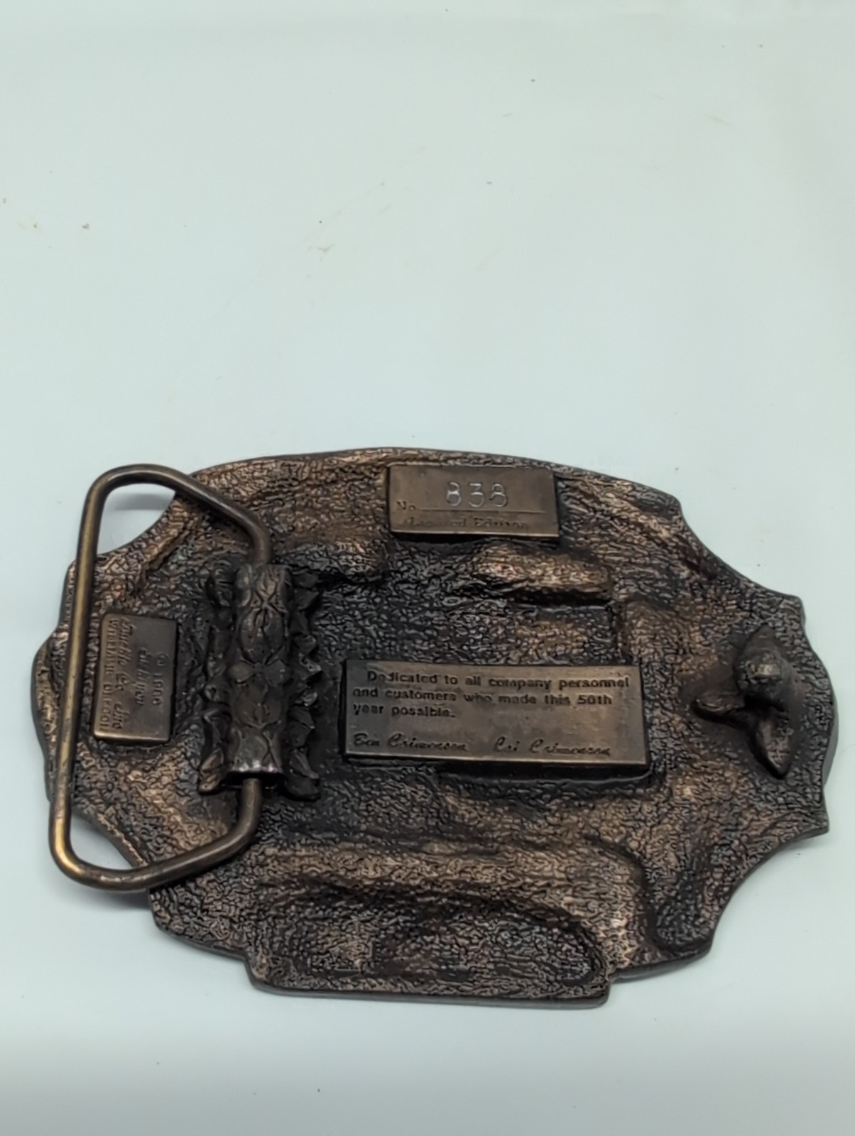 Tisco Tractor Implement Belt Buckle 50th Anniversary VTG 1937-1987 Cast Brass
