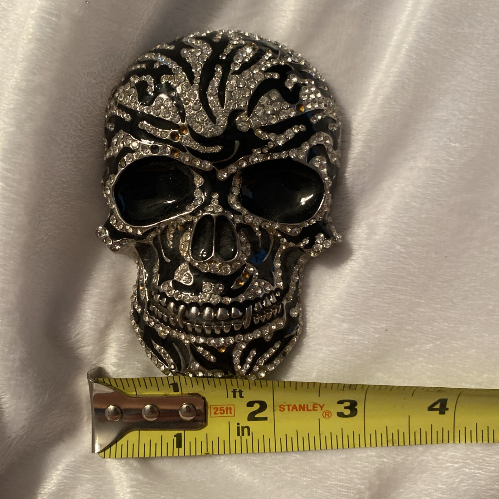 Skull Belt Buckle Lot (2) Silver Bling Rhinestone Punk Horror Gothic Pirate