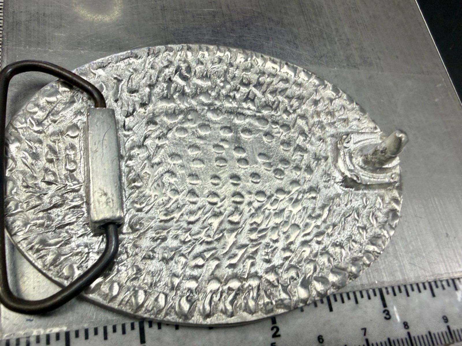 4 Ball Number Channel 4 News? Vintage Custom Enameled Belt Buckle