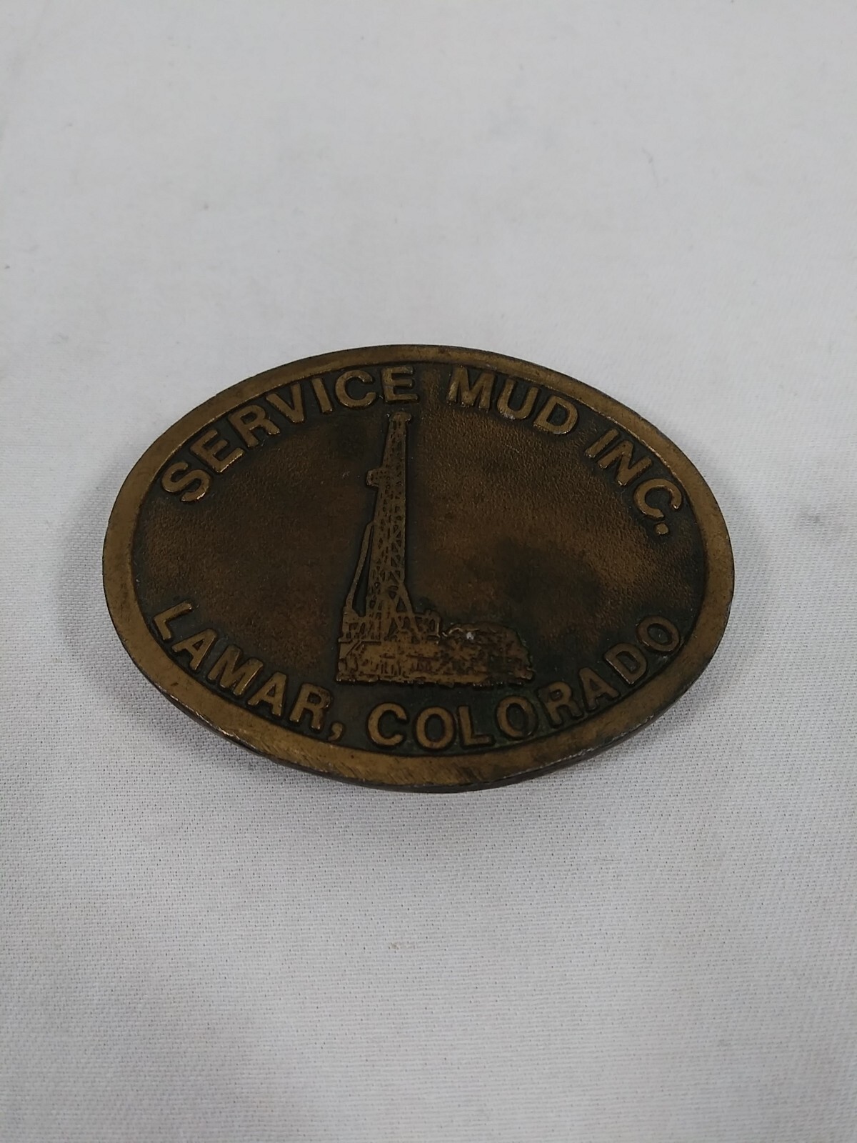 Vintage Service Mud, INC Lamar Colorado Belt Buckle Oil Rig – Brass