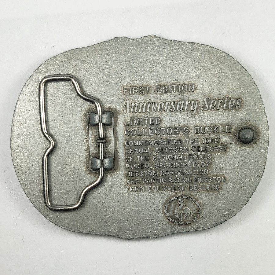 New Western Cowboy Bull Rider 1983 Hesston National Finals Rodeo NFR Belt Buckle