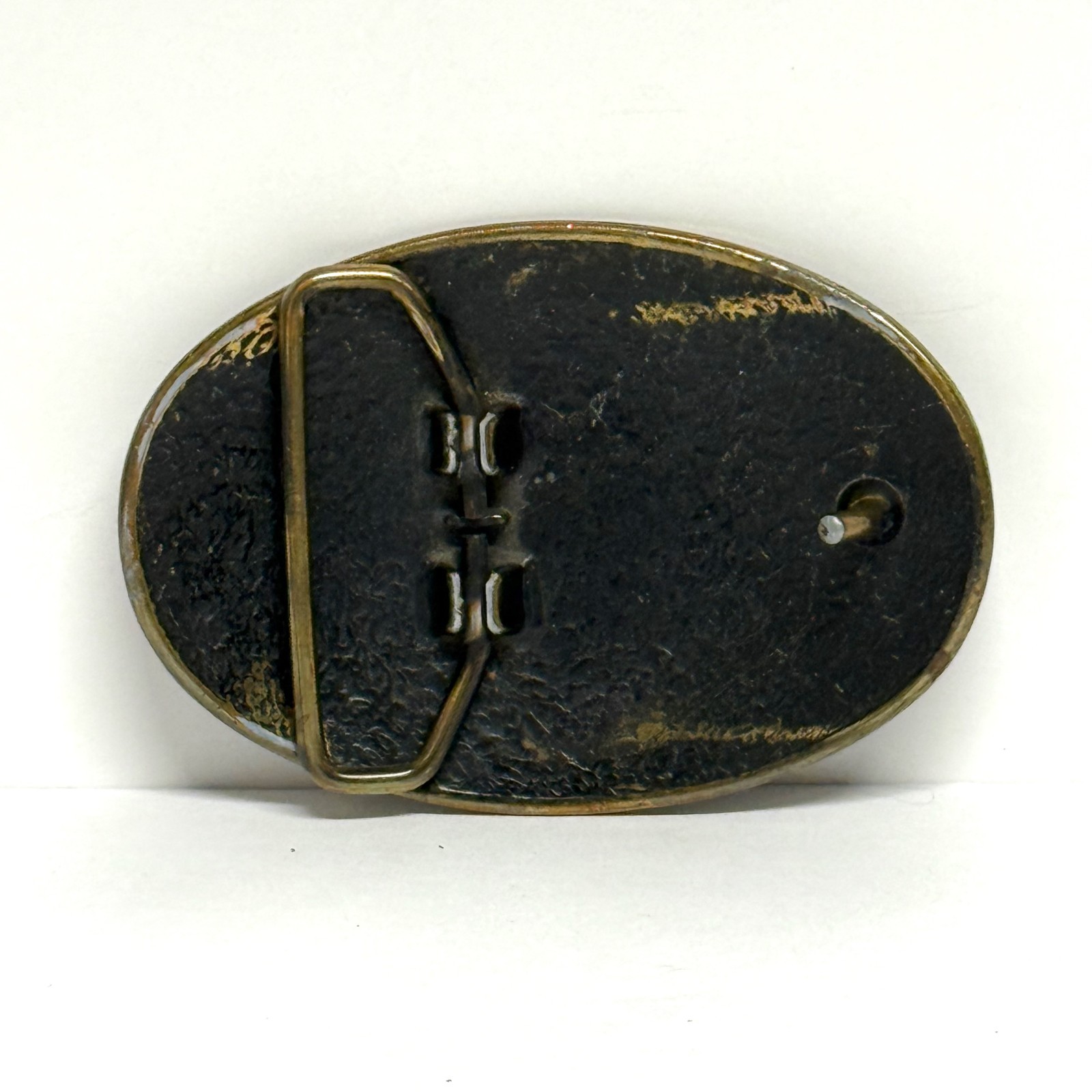 Vintage Levis Belt Buckle 1970s Brass Saddleman Cowboy Oval Western Patina USA
