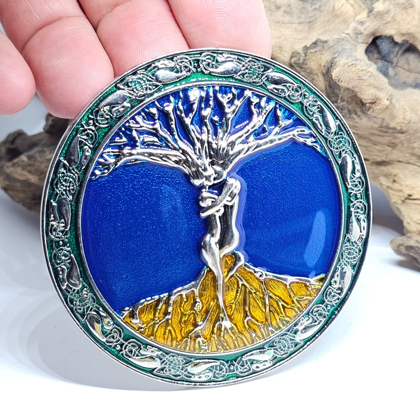 Belt Buckle Tree of Life Enamel Odin&rsquo;s Askr Embla 80mm Wide Norse Viking Buckle