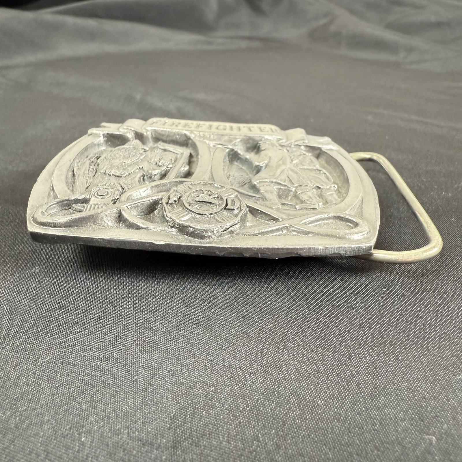 Vintage 90s Buckles Of America Firefighters Belt Buckle 3&Prime; Masterpiece Made USA