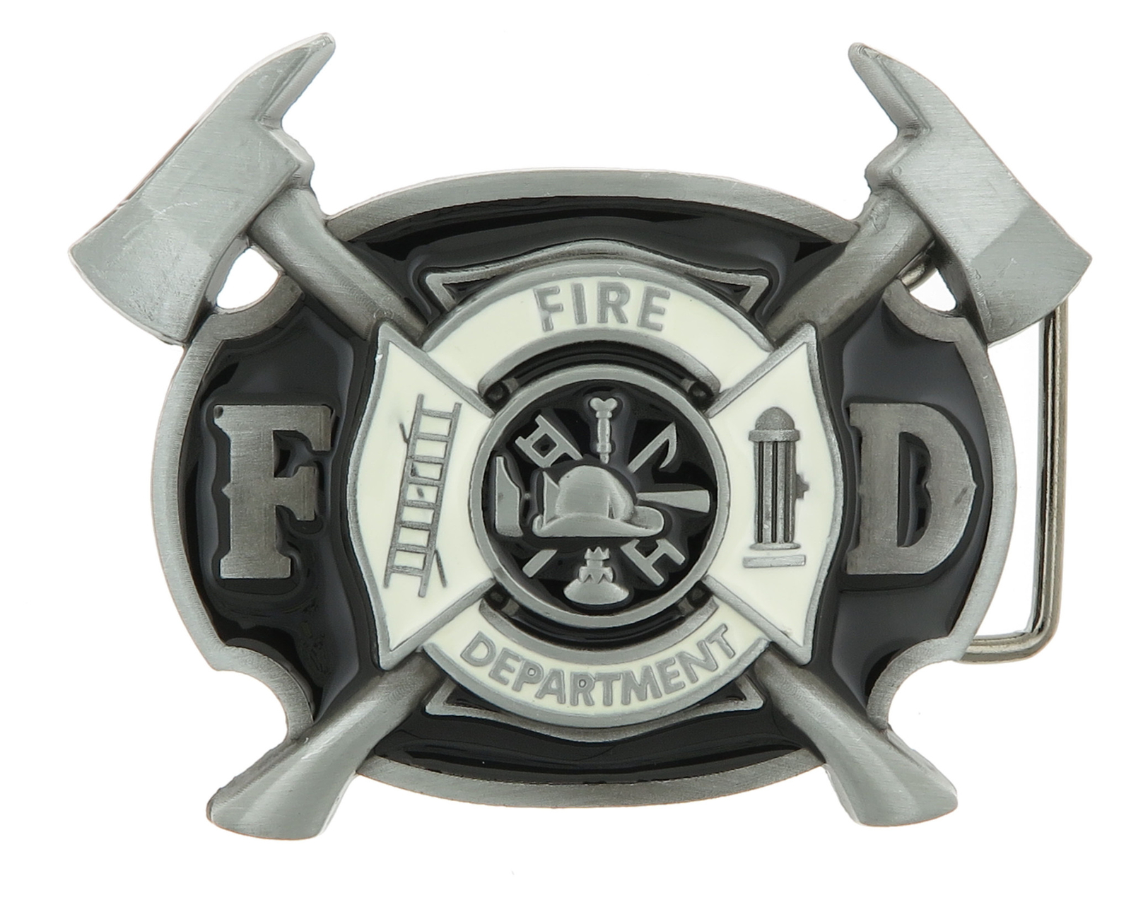 Fire Department FD Firefighter w/ Axes Enamel Belt Buckle