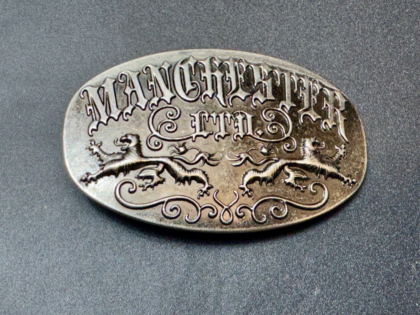 Manchester Ltd Lions Crest Clothing Company Silver Color Metal Belt Buckle