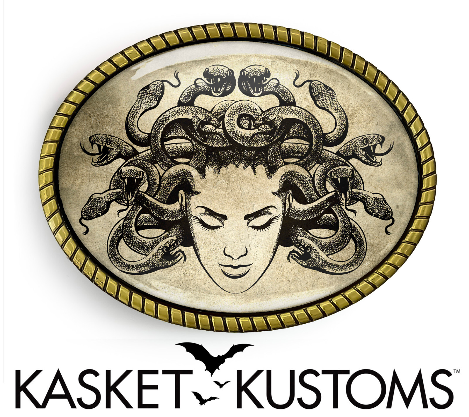 Medusa Belt Buckle – Greek Mythology Female Monster Handmade Buckle – 554-2