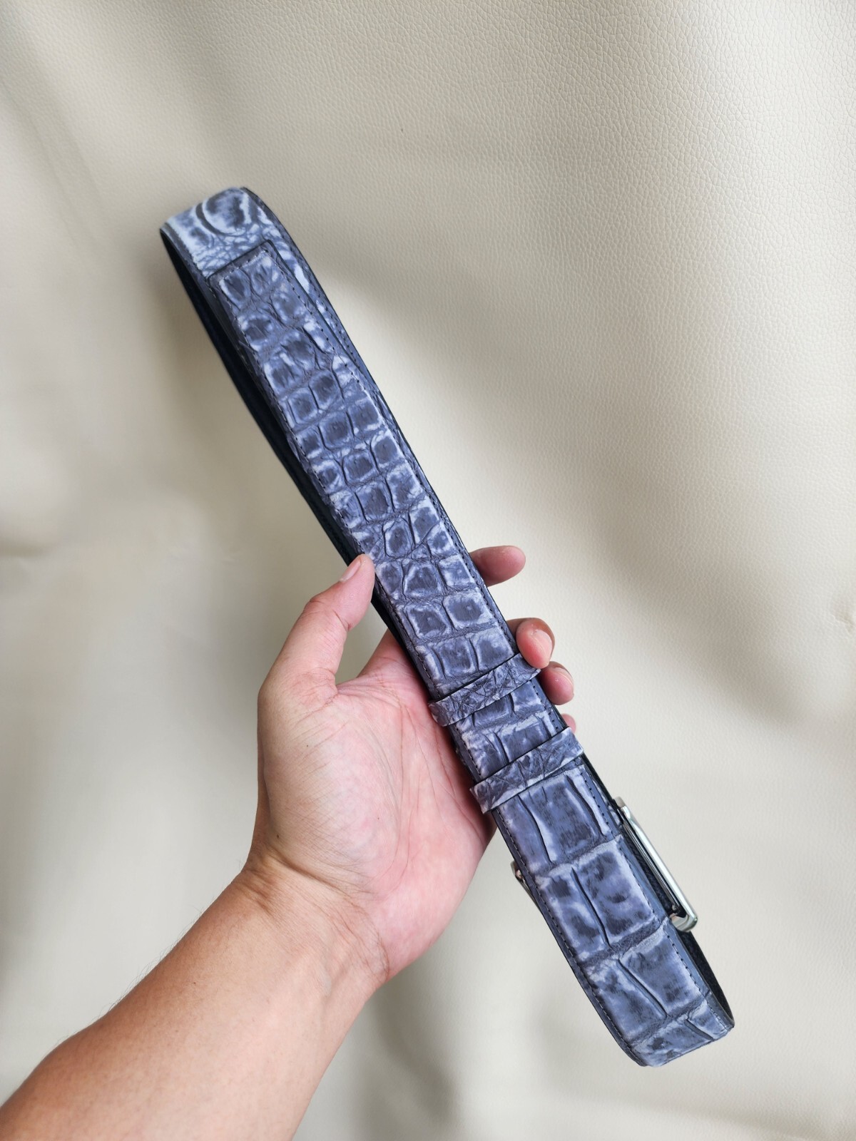 3.8CM Navy Blue 100% Genuine Nubuck Leather Skin Mens Belt Buckle-Customize