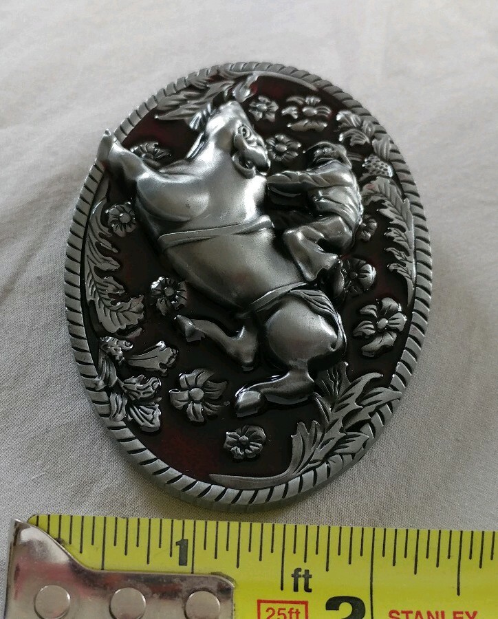 COWBOY BULL RIDER RODEO WESTERN FLORAL DESIGN BELT BUCKLE
