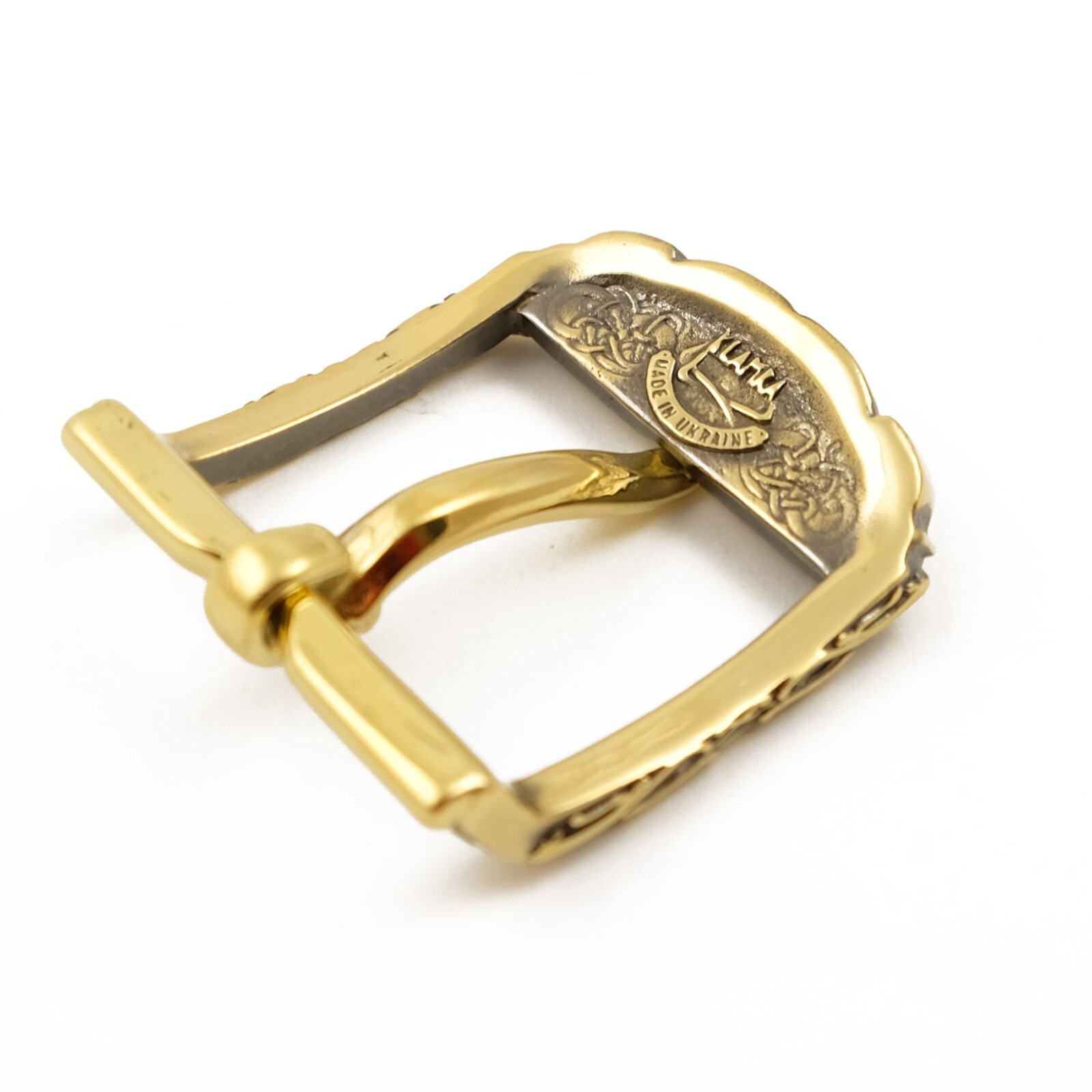 Brass belt buckle Odin&rsquo;s Wolves, pin type Old Norse Scandinavian Celtic buckle