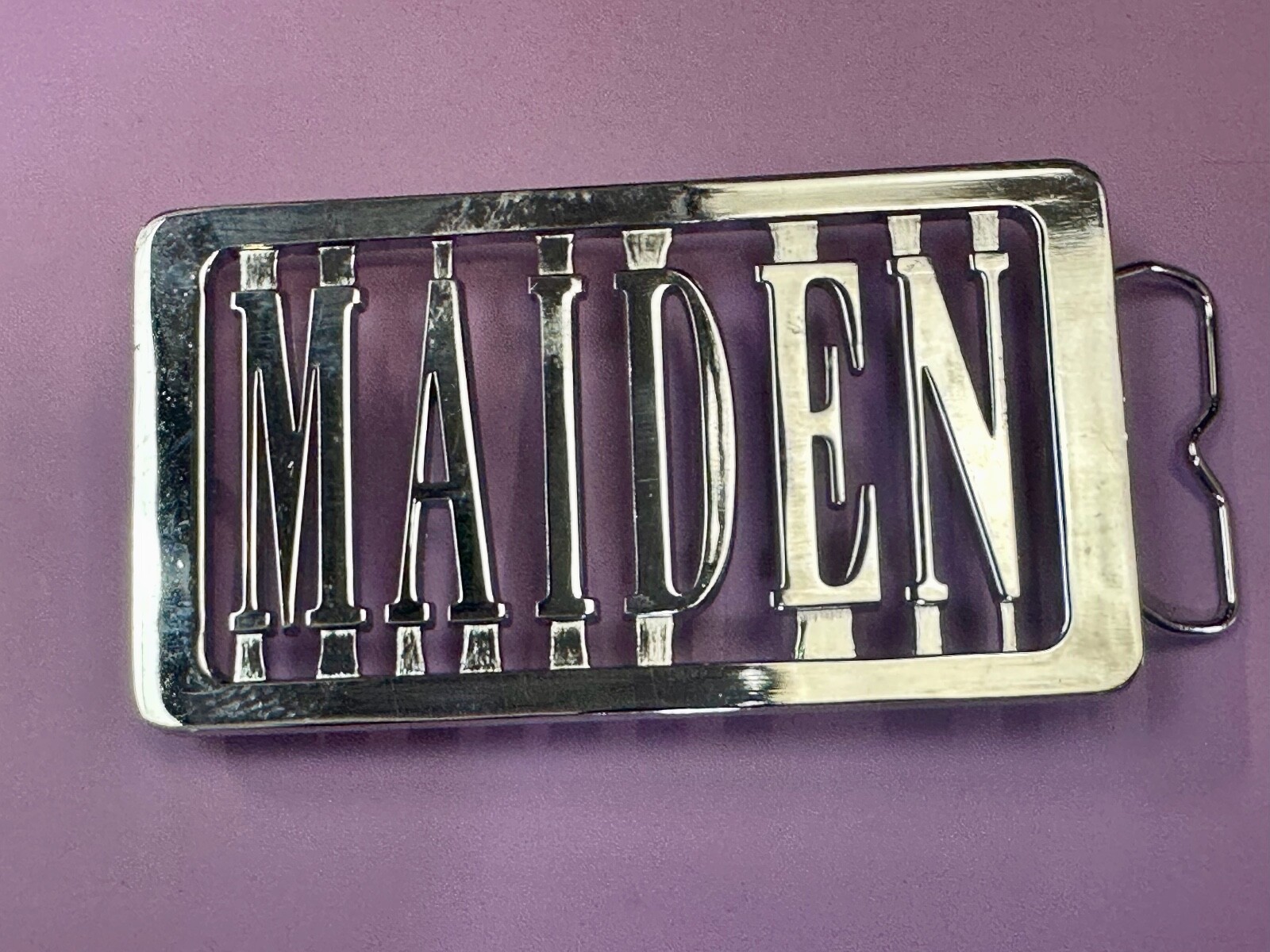 Iron Maiden Music Rock Band 70s 80s Silver Block Letters Belt Buckle