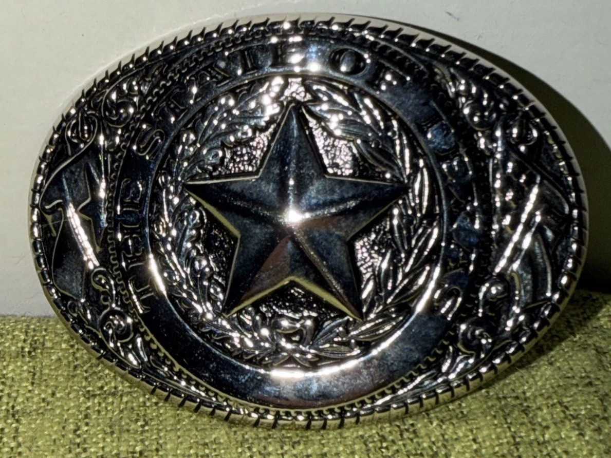 Men Silver Metal Belt Buckle Western Cowboy Texas State Lone Star Oval Jean Pant