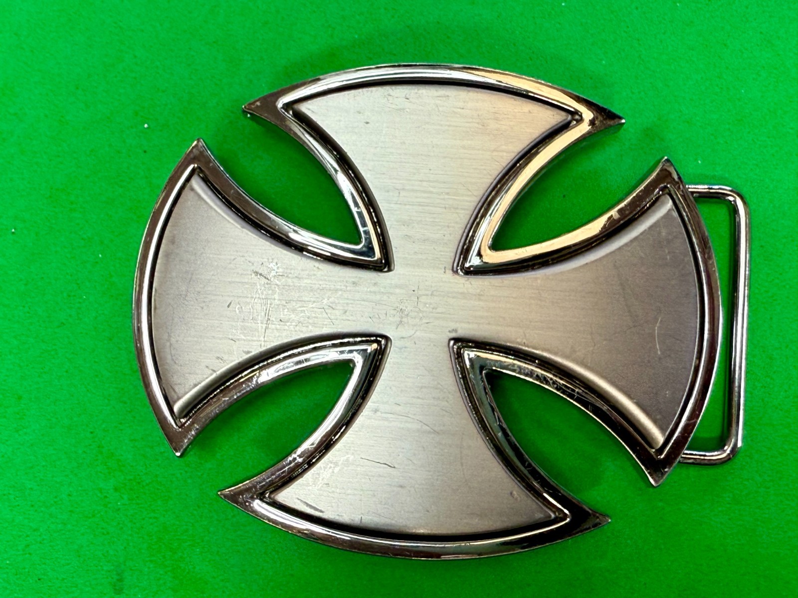 Maltese Iron Cross Religious Gothic Punk Vibe Cutout Silver Color Belt Buckle