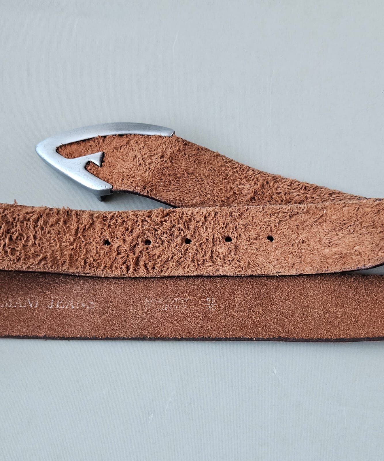 Armani Jeans Casual Belt Mens Sz 37&Prime;-41&Prime; Rough Distressed Leather 1.7&Prime; Brown