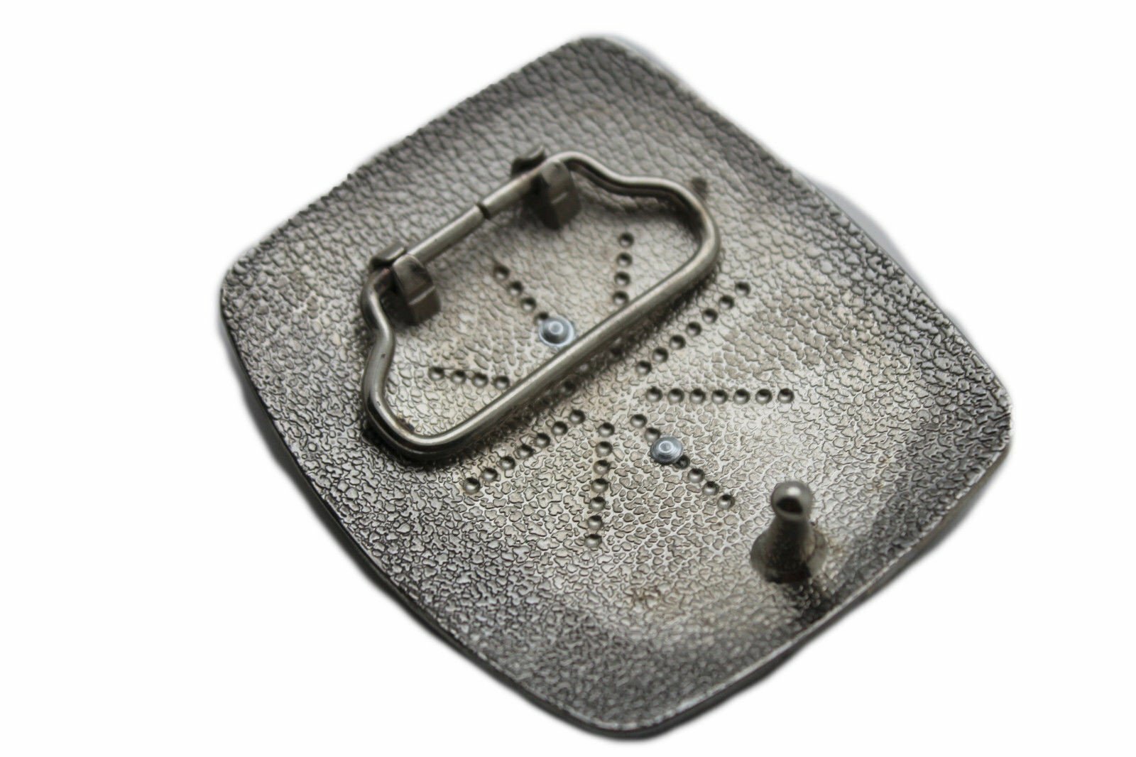 Men Women Western Belt Buckle Silver Metal Square Gold Rodeo Horse Black Fabric