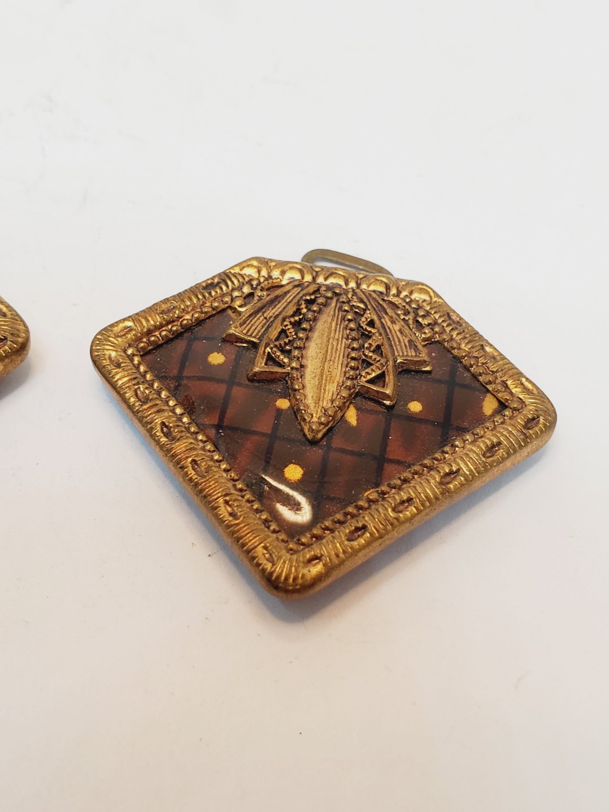 Vintage Women’s Buckle Set Art Deco Inspired Gold Tone Enamel(13)