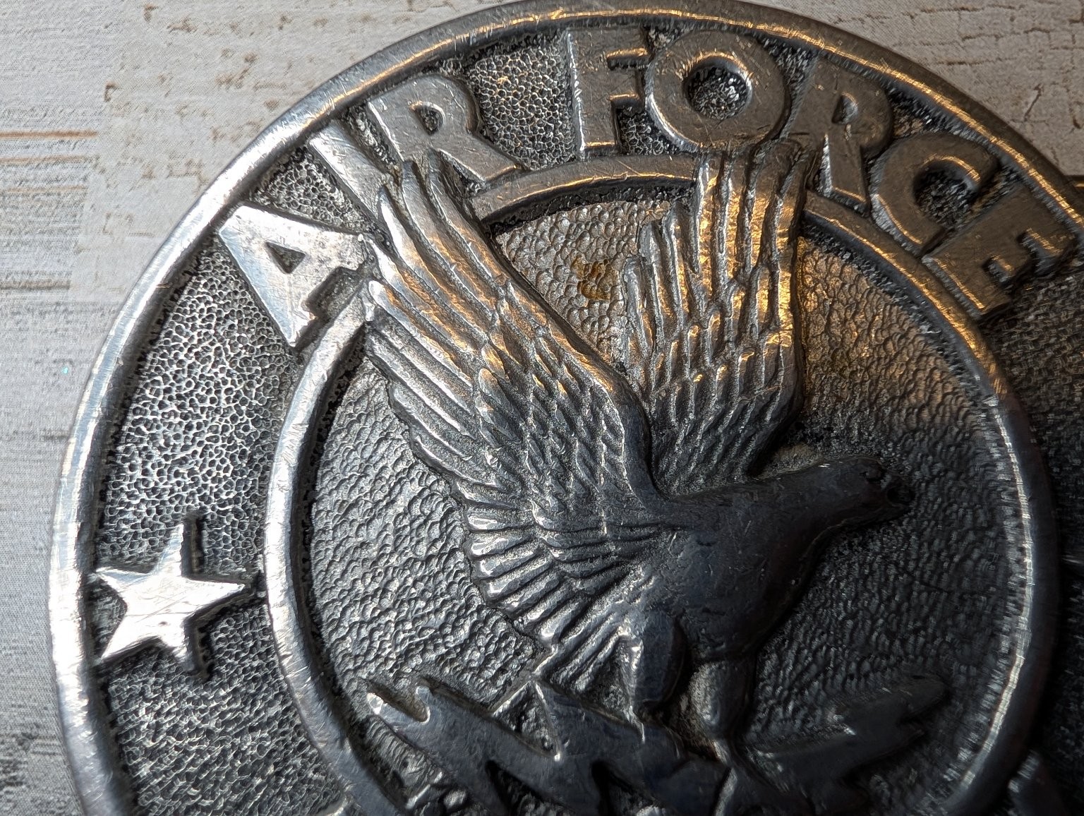 Vintage Adezy Denver Air Force Academy Eagle Belt Buckle Silver Tone Round 1976