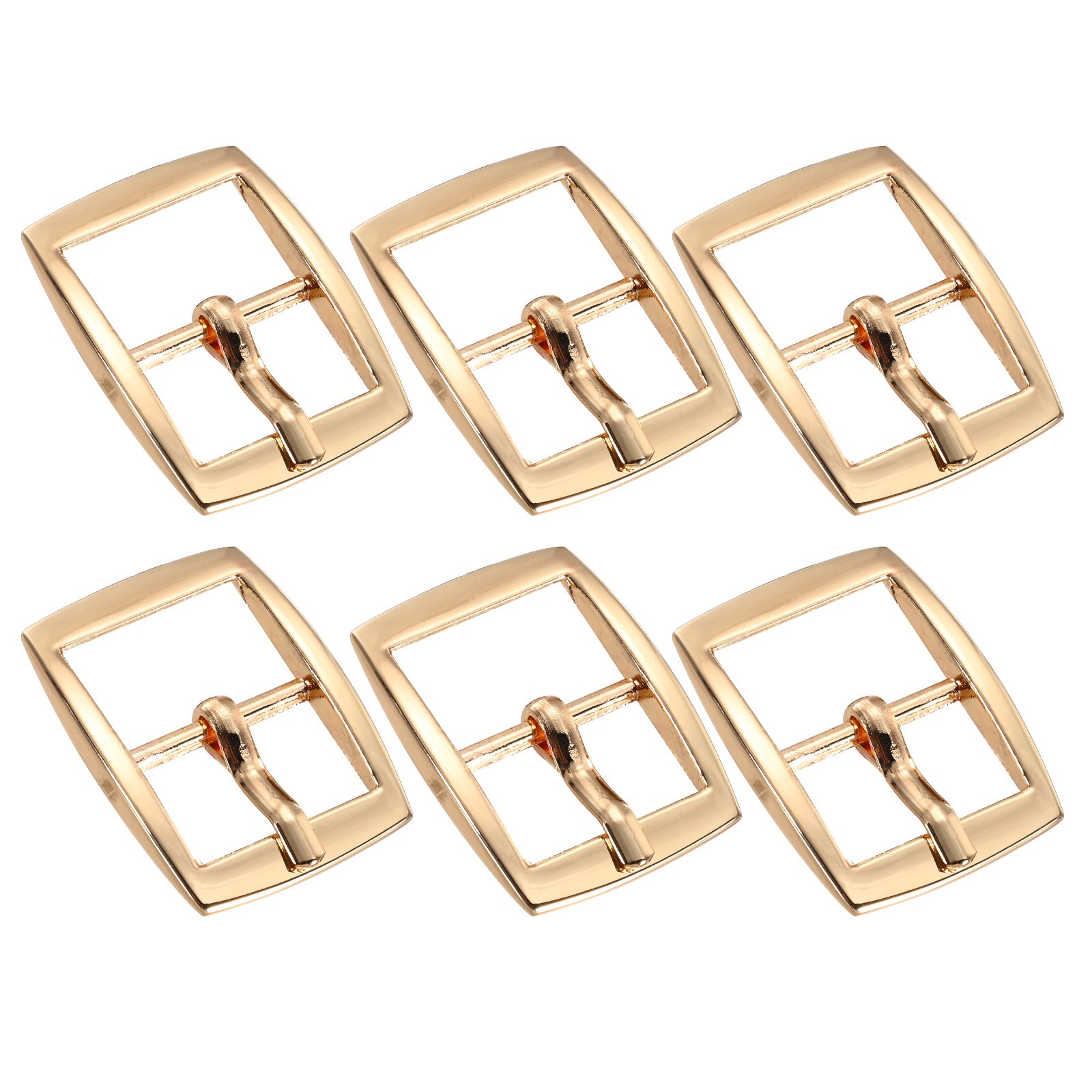 6Pcs 0.63&Prime; Single Prong Belt Buckle Rectangle Center Bar Buckles for Belt,Gold