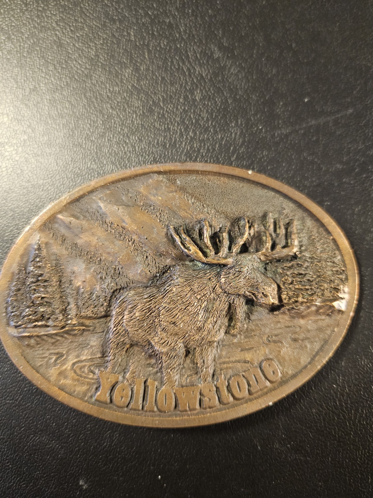 Yellowstone Moose Oval Pewter Belt Buckle Spec Cast