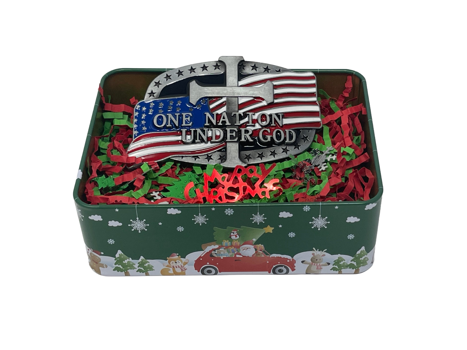 American Flag Belt Buckle Christmas Gift Set USA Patriotic Belt Buckles for Men