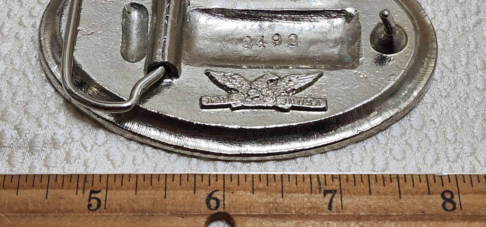Red White & Blue Belt Buckle Stars Eagle Made in USA