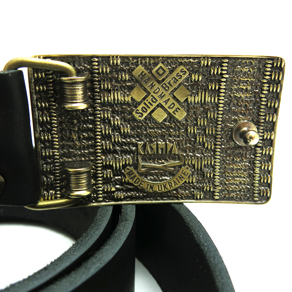 Brass belt buckle Plakhta, Ukrainian traditional ornament embroidery gift buckle
