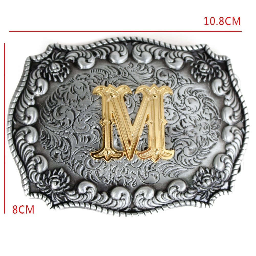 Men&rsquo;s Belt Buckles, English Letter in 3D, Western Style, CowboyAlphabe…