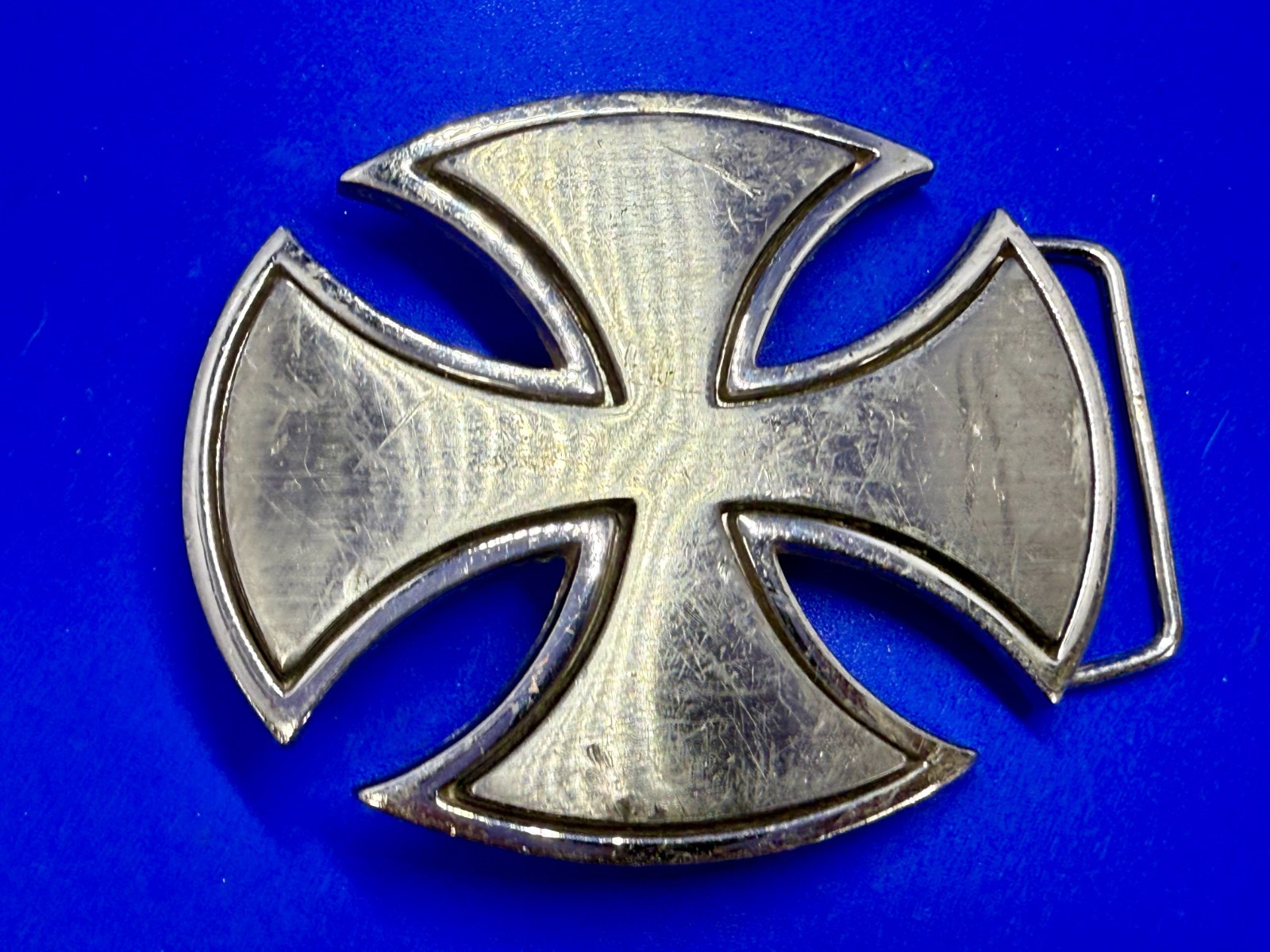 Maltese Iron Cross Religious Gothic Punk Vibe Silver Color Cutout Belt Buckle