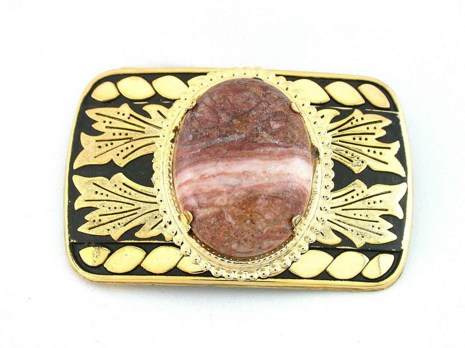 Banded Arizona Agate Cabochon Cab Gemstone Gem Gold Color Belt Buckle PBB26