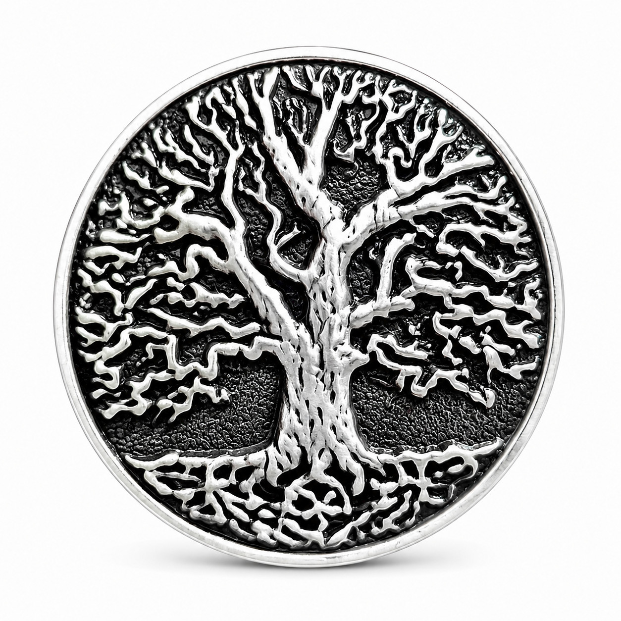 Belt Buckle Tree of Life World Tree 70mm Round Pewter 45mm Belt Yggdrasil Buckle