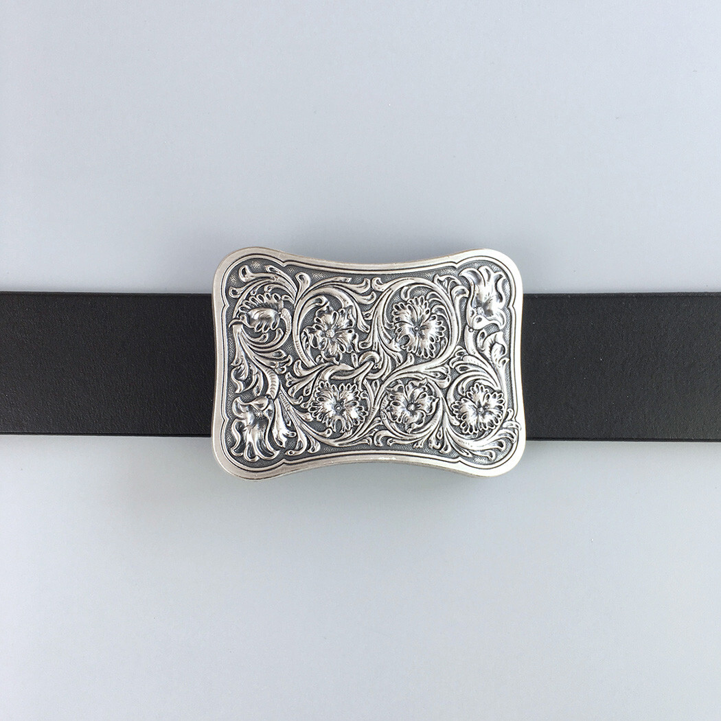 Vintage Silver Plated Western Southwest Rectangle Belt Buckle Boucle de Ceinture