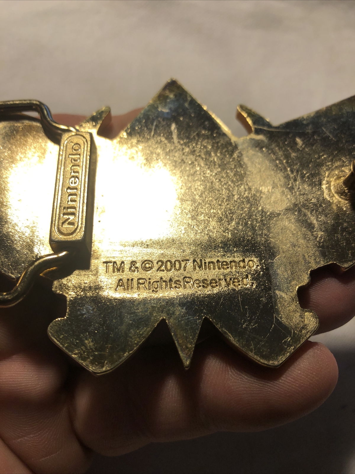 2007 LEGEND OF ZELDA Triforce NINTENDO Gold And Black BELT BUCKLE 4.75”