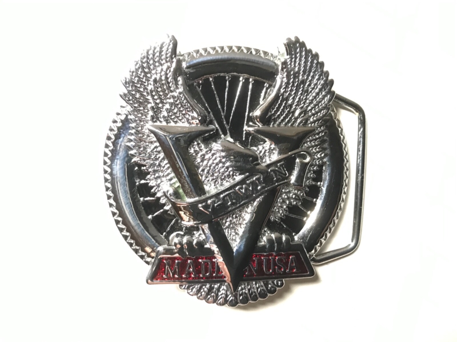 Rare men’s Harley-Davidson Eagle,V-Twin&Wheel solid brass belt buckle.Chrome