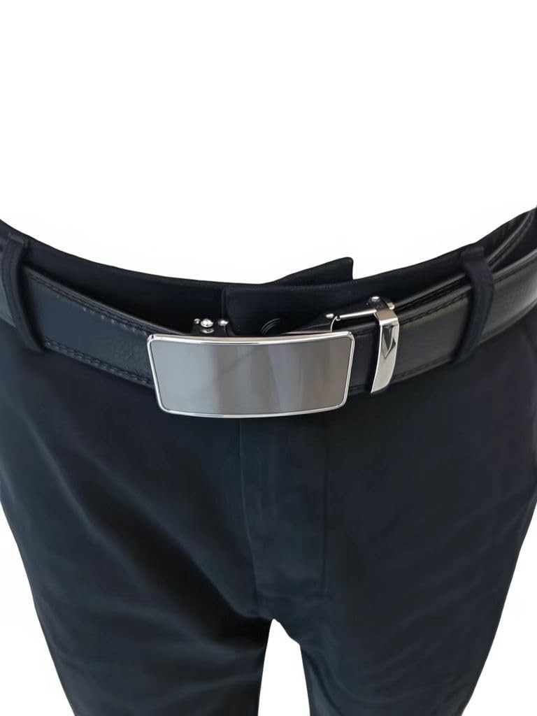 yushengtong Men&rsquo;s Ratchet Mirror Automatic Belt buckle without belt, Silver-1