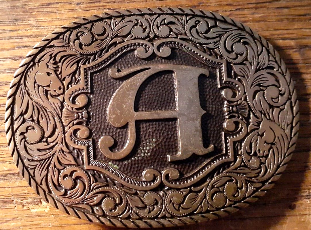 Vintage Award Designs Medals Inc. Initial A Solid Brass Belt Buckle
