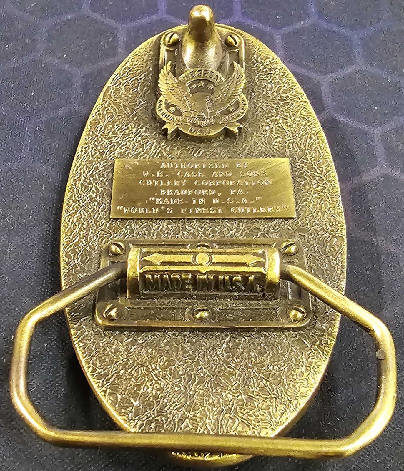 Embossed Oval Zinc Alloy Brass CASE XX Logo Belt Buckle W.R. Case and Sons