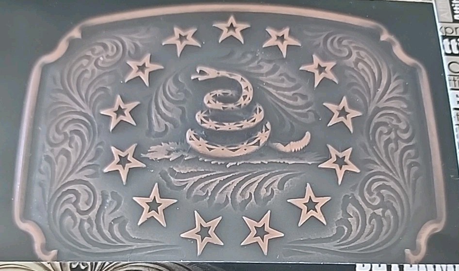 New! Montana Silversmiths Attitude BELT BUCKLE Don&rsquo;t Tread On Me, 13 Star Logo