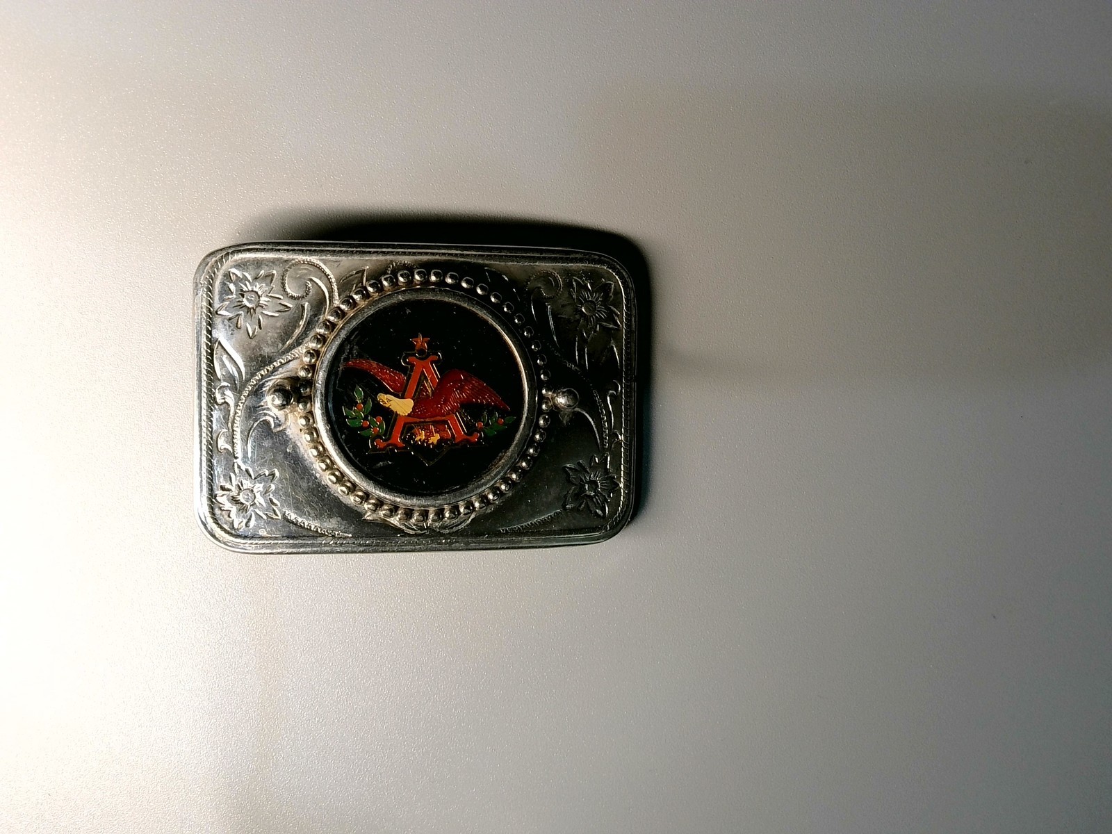 Vintage Masonic Silver Tone Belt Buckle with Eagle & Emblem