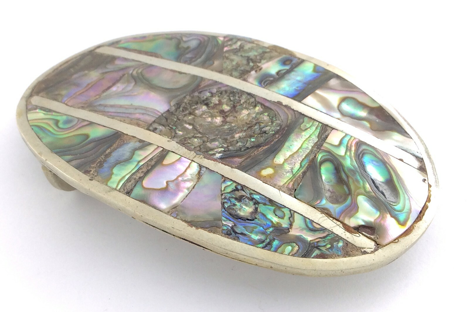 Alpaca Abalone Large Belt Buckle Unisex Mexico Size 3.5 inches 43g L104