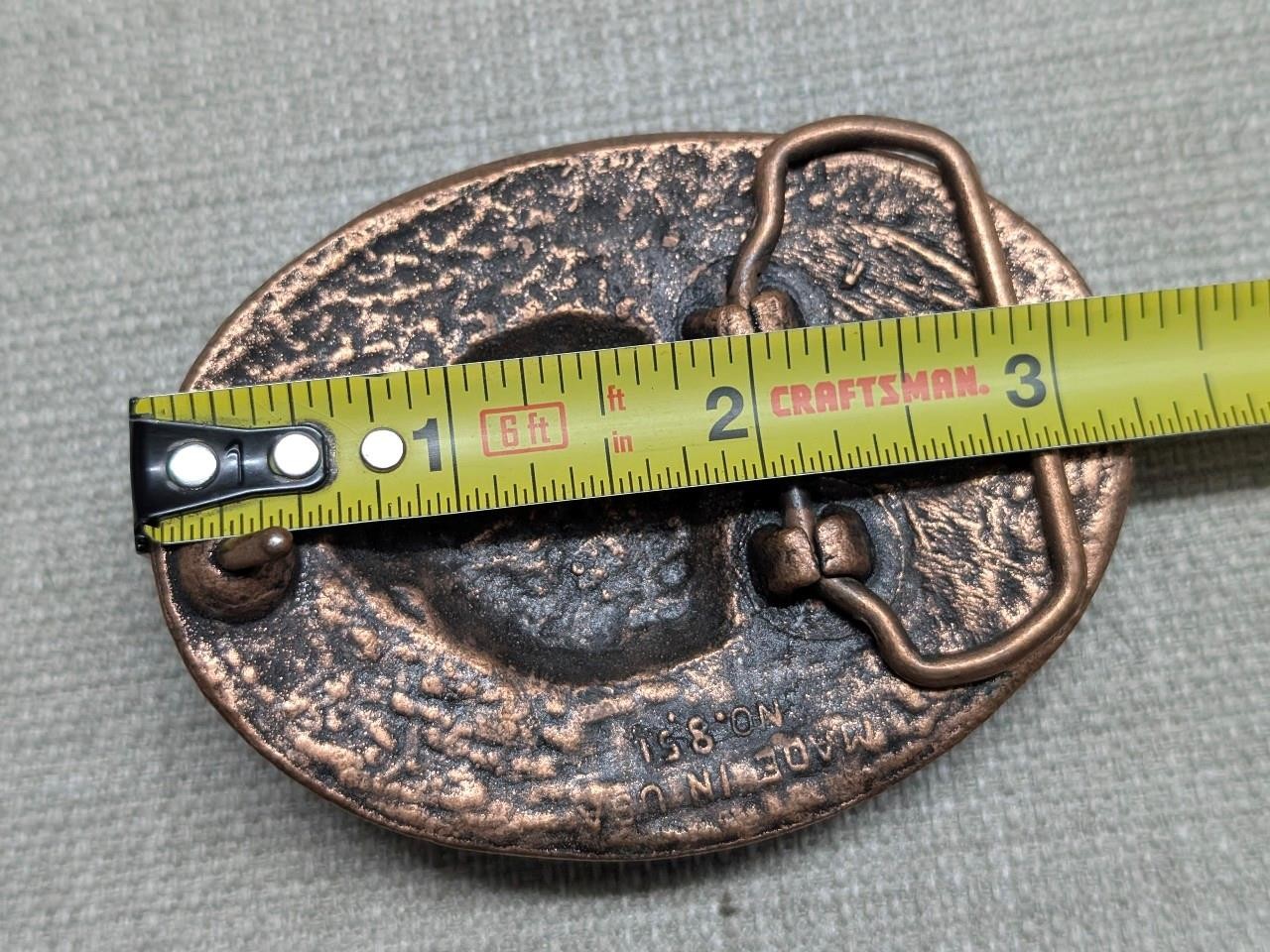 vintage USA made SCOROPION belt buckle WESTERN epoxy COWBOY copper engraved