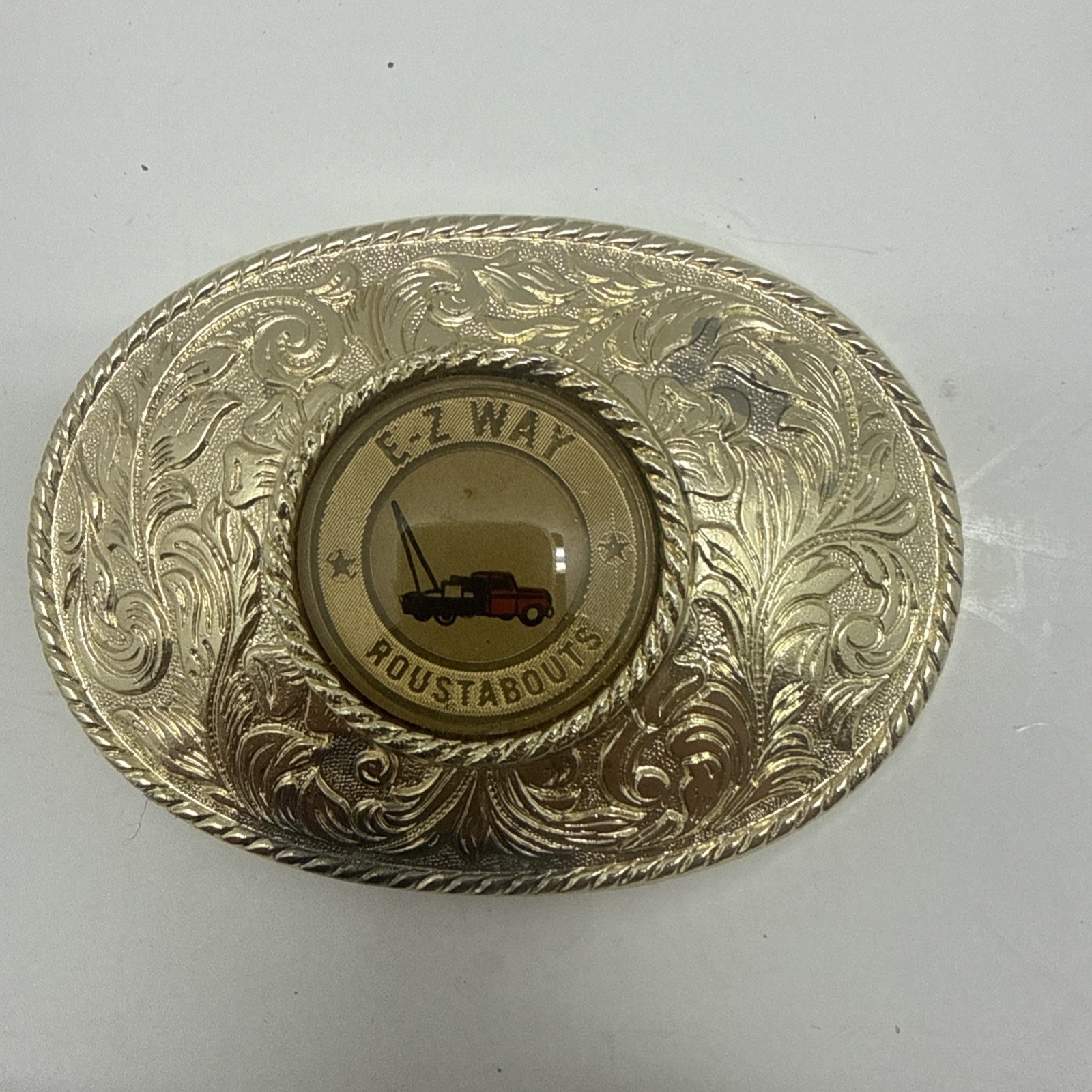 VTg 70s E-Z Way Roustabouts Oklahoma Gold Plated Belt Buckle Work Collectible