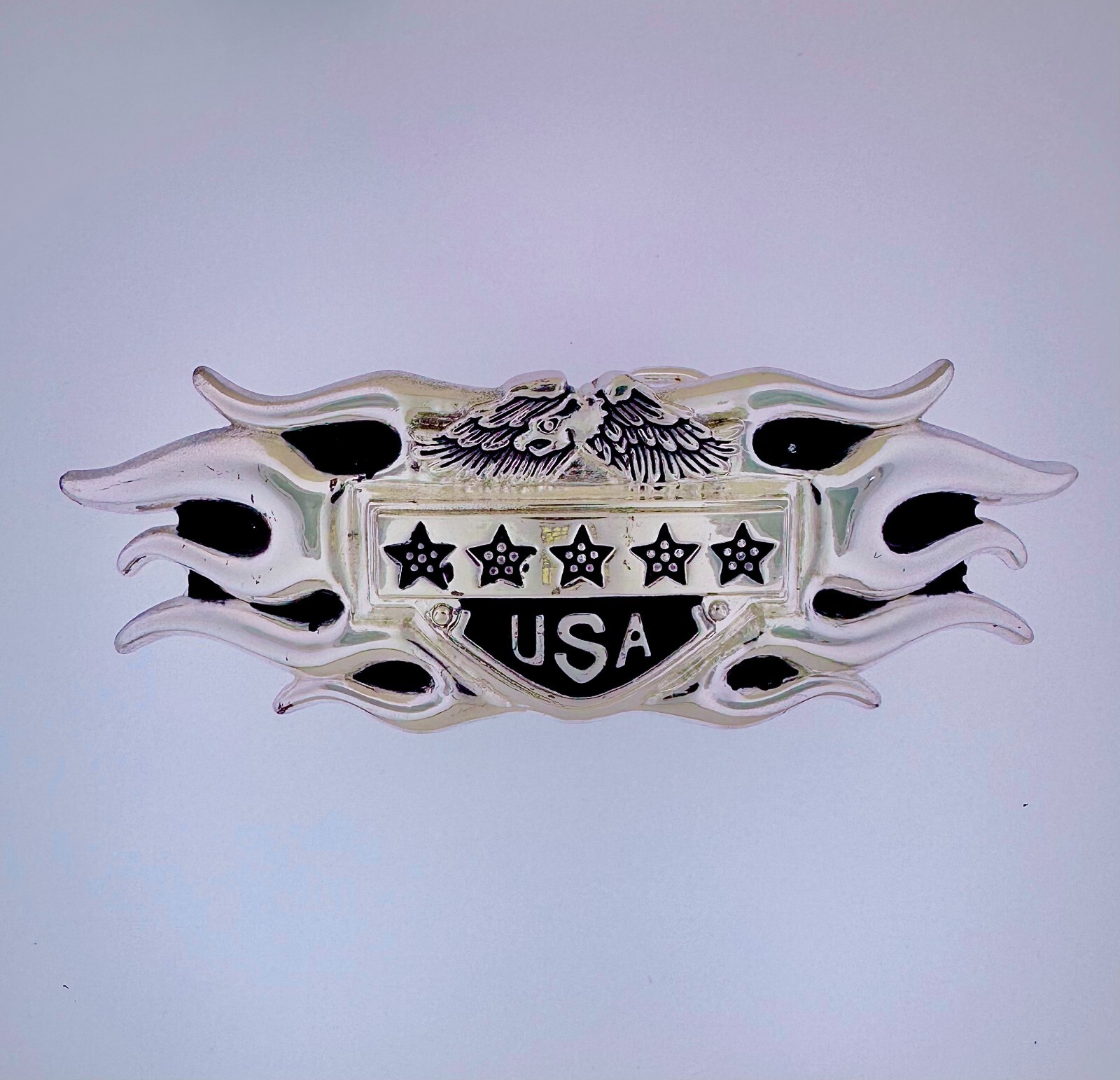 USA Eagle Flames Stars Belt Buckle | American Western Silver Vintage Buckle
